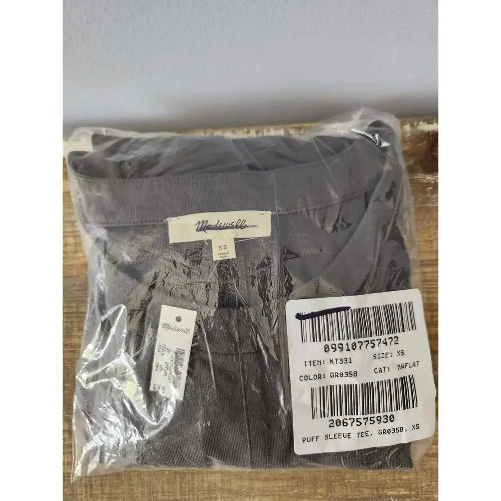 NWT Madewell Puff-Sleeve Tee Dark Surplus XS